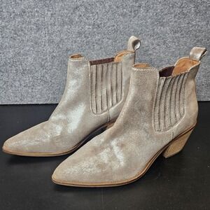 Seychelles Women's Leather Metallic Boots Ankle Pointed‎ Slip-On Size 10 Pewter